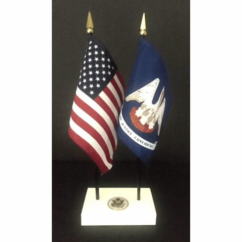 Louisiana and US Flag Executive Desk Set