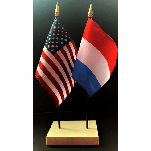 Luxembourg and US Flag Desk Set