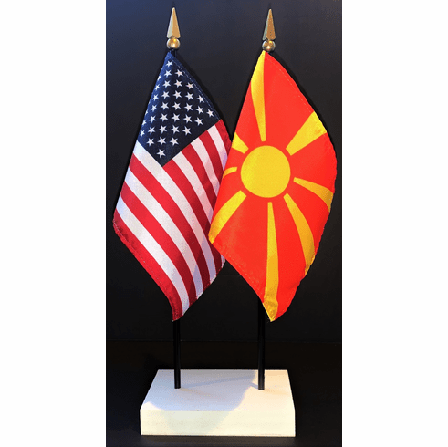 Macedonia and US Flag Desk Set