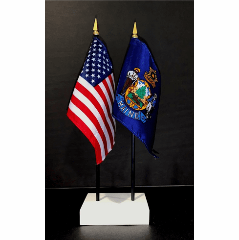 Maine and US Flag Desk Set