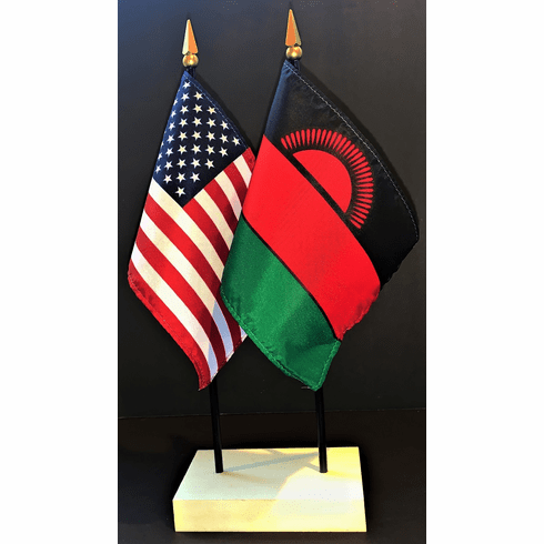 Malawi and US Flag Desk Set