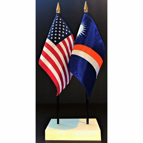 Marshall Islands and US Flag Desk Set
