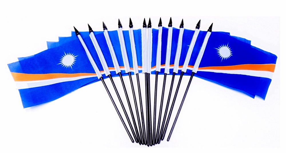 Marshall Islands Polyester Table Flags - 12 Per Pack