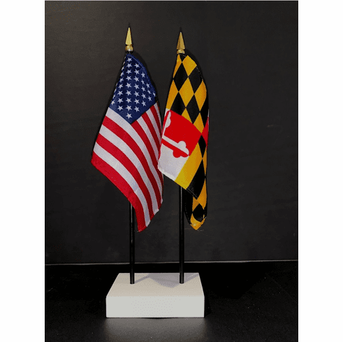 Maryland and US Flag Desk Set