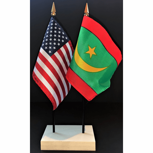 Mauritania and US Flag Desk Set