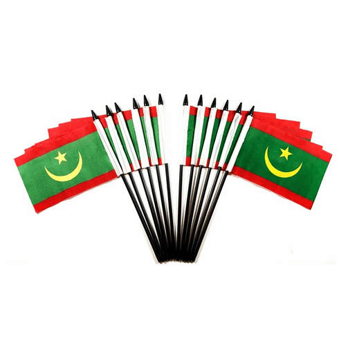 Mauritania Polyester Table Flags - 12 Per Pack