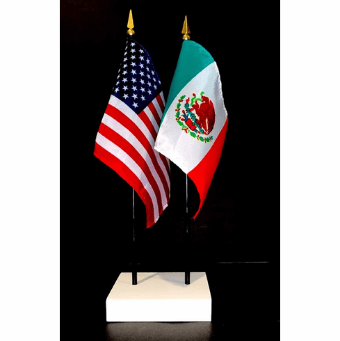 Mexico and US Flag Desk Set