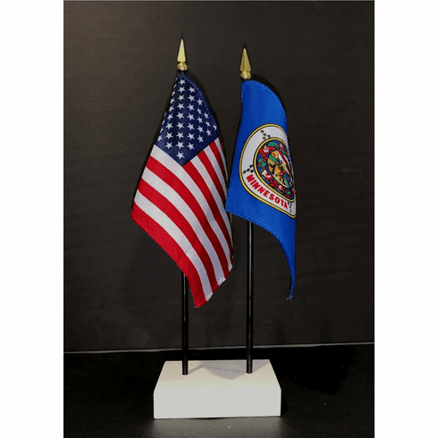 Minnesota and US Flag Desk Set - Old Design