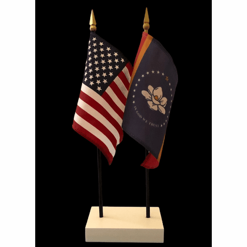 Mississippi and US Flag Desk Set