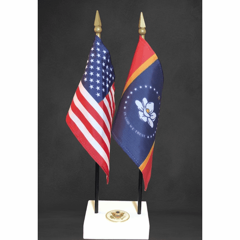Mississippi and US Flag Executive Desk Set
