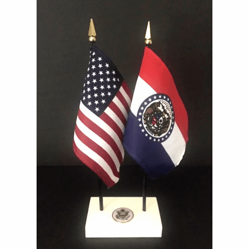 Missouri and US Flag Executive Desk Set