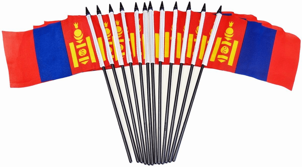 Mongolia Polyester Table Flags - 12 Per Pack