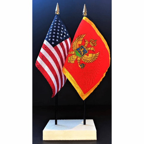 Montenegro and US Flag Desk Set
