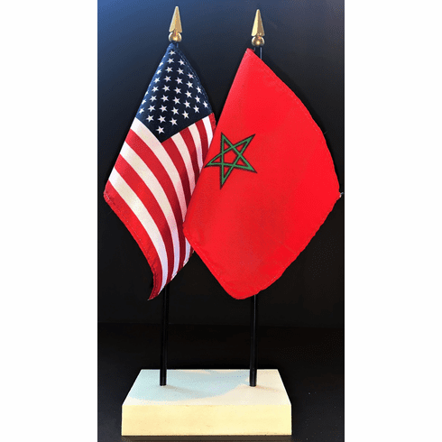 Morocco and US Flag Desk Set