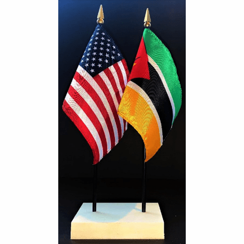 Mozambique and US Flag Desk Set