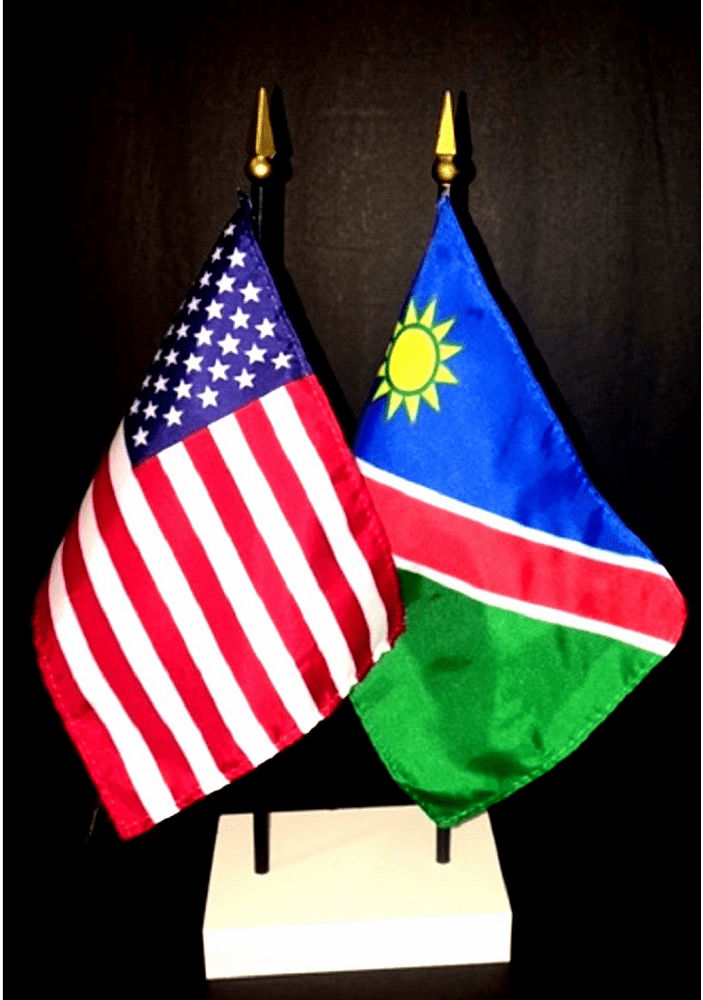Namibia and US Flag Desk Set