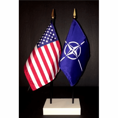 NATO and US Flag Desk Set