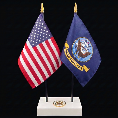 Navy and US Flag Executive Desk Set