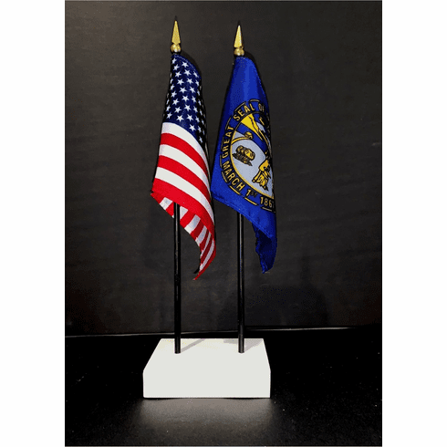 Nebraska and US Flag Desk Set
