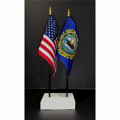 New Hampshire and US Flag Desk Set