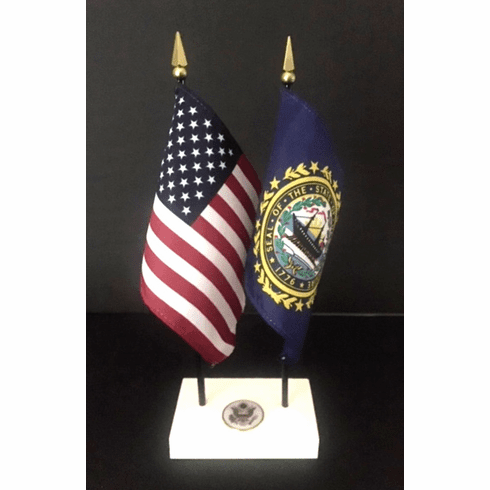 New Hampshire and US Flag Executive Desk Set