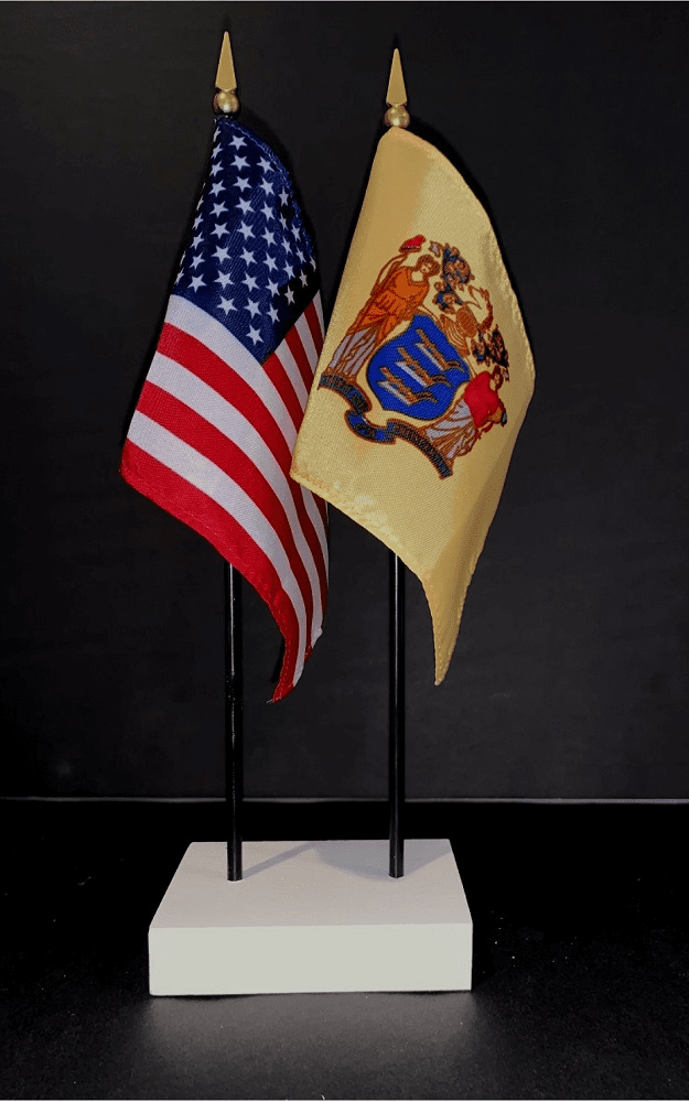New Jersey and US Flag Desk Set