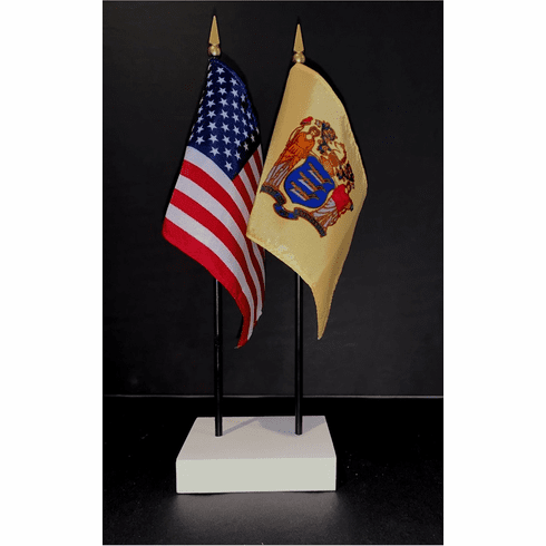 New Jersey and US Flag Desk Set