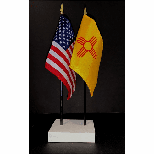 New Mexico and US Flag Desk Set