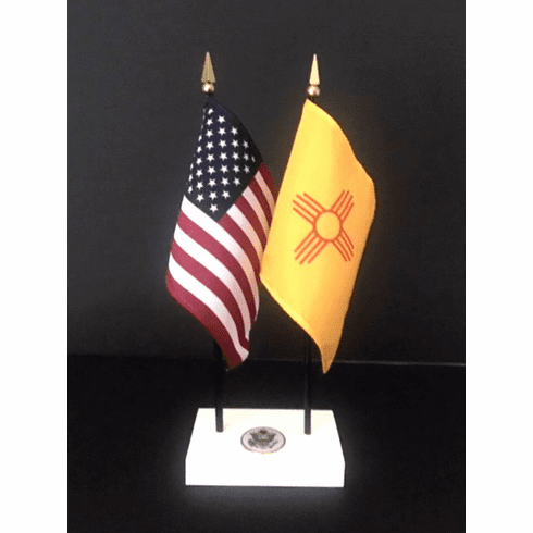 New Mexico and US Flag Executive Desk Set
