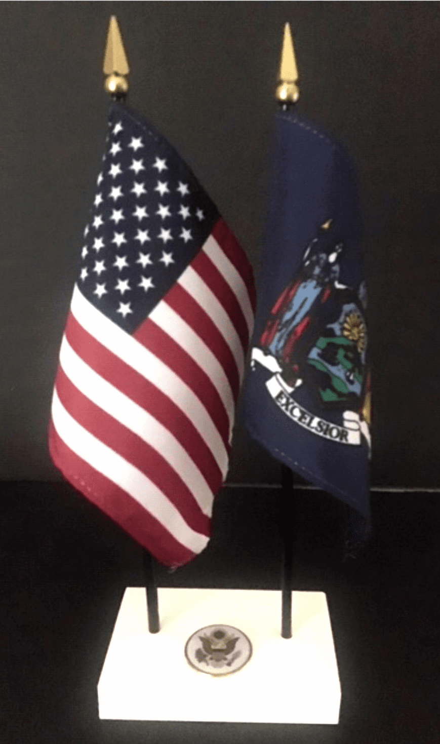 New York and US Flag Executive Desk Set