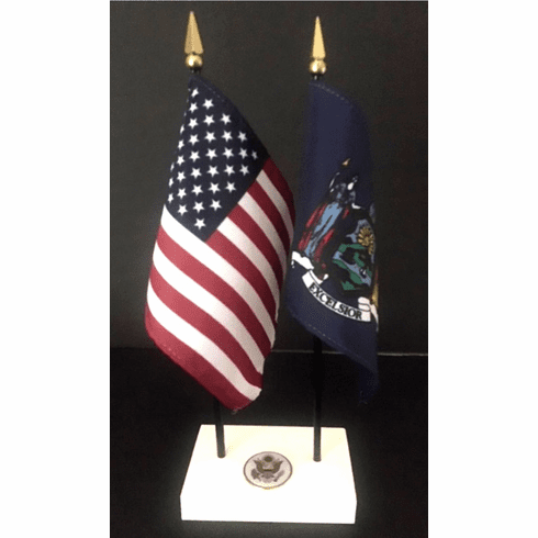 New York and US Flag Executive Desk Set