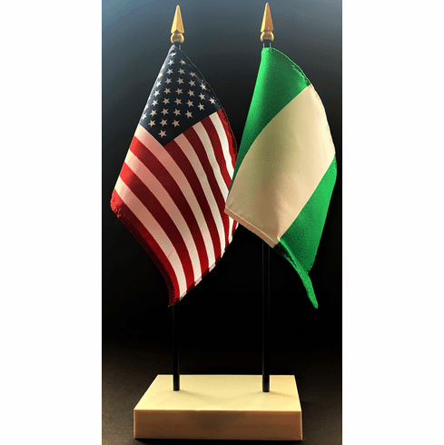 Nigeria and US Flag Desk Set
