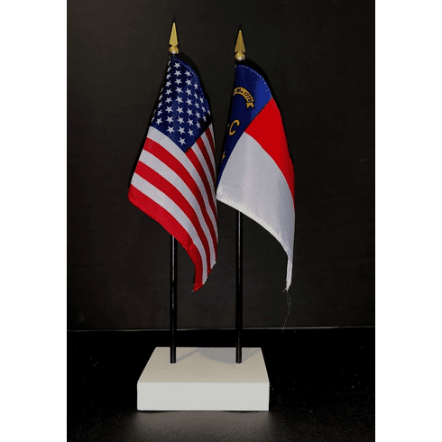 North Carolina and US Flag Desk Set