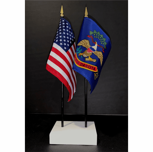North Dakota and US Flag Desk Set