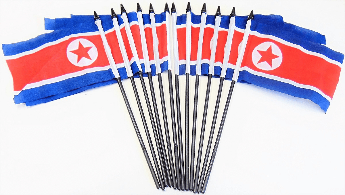 North Korea Polyester Table Flags - 12 Per Pack