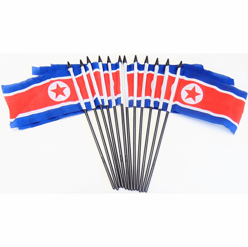 North Korea Polyester Table Flags - 12 Per Pack