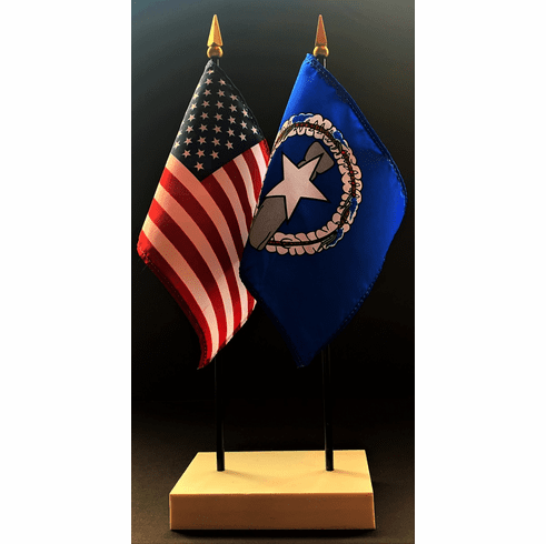 Northern Marianas and US Flag Desk Set