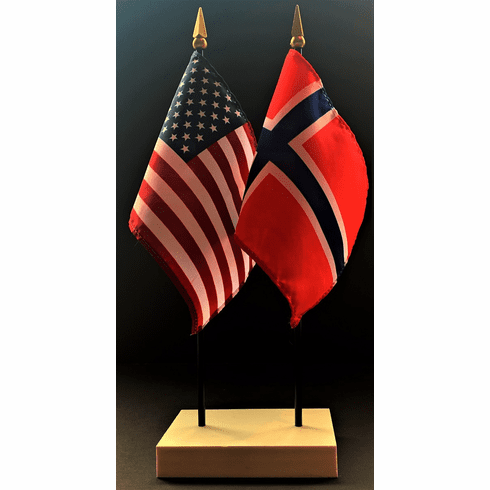 Norway and US Flag Desk Set
