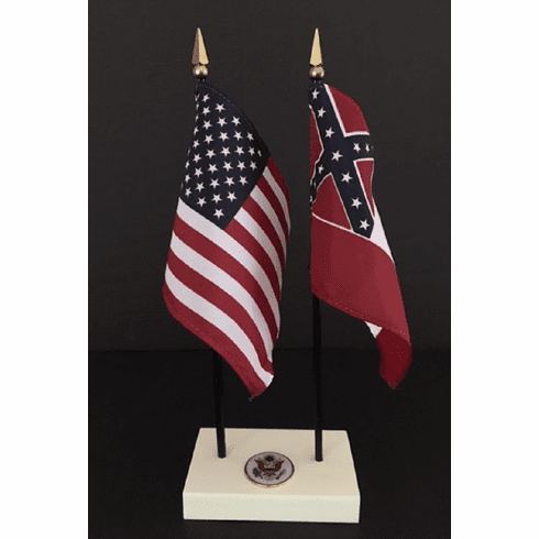 "Old Version" Mississippi and US Flag Executive Desk Set