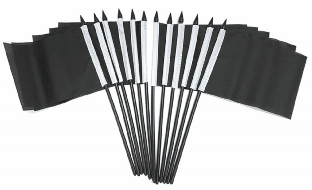 One Dozen Black Miniature Flags - 4" X 6" Polyester