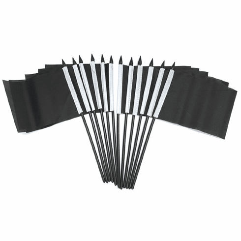 One Dozen Black Miniature Flags - 4" X 6" Polyester