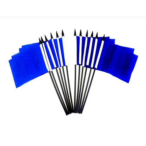 One Dozen Dark Blue Miniature Flags - 4" X 6" Polyester