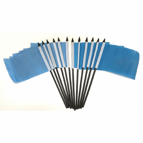 One Dozen Light Blue Miniature Flags - 4" X 6" Polyester