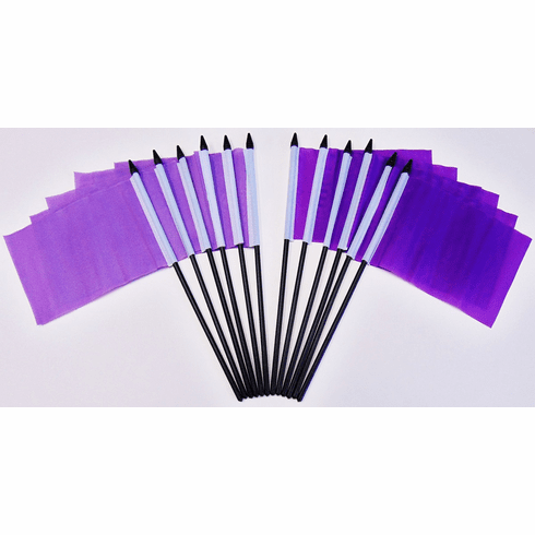 One Dozen Purple Miniature Flags - 4" X 6" Polyester