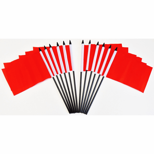 One Dozen Red Miniature Flags - 4" X 6" Polyester