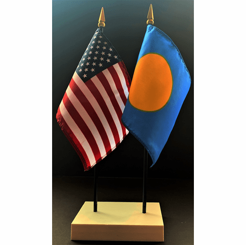 Palau and US Flag Desk Set