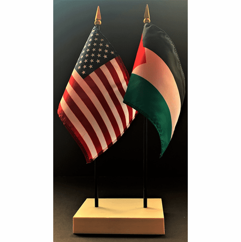 Palestine and US Flag Desk Set