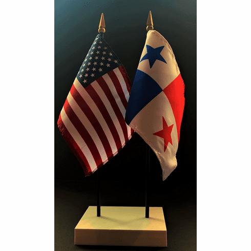 Panama and US Flag Desk Set