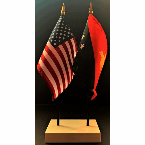 Papua New Guinea and US Flag Desk Set