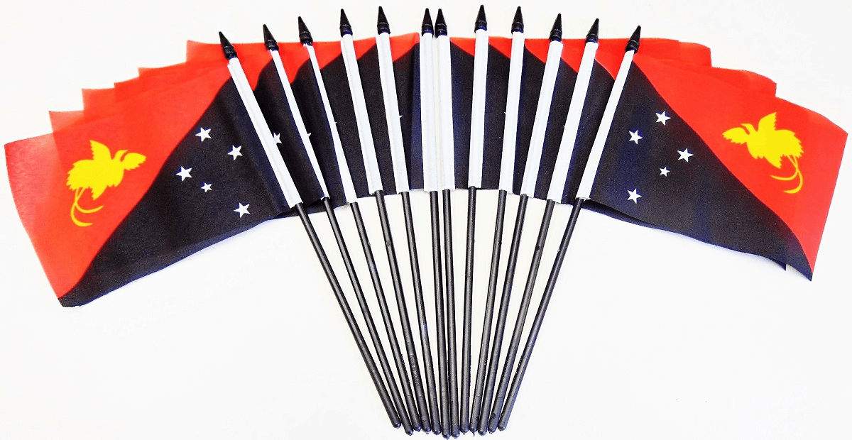 Papua New Guinea Polyester Table Flags - 12 pack